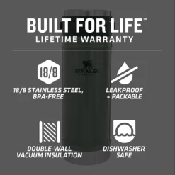 Stanley 16oz Classic Travel Press Hammertone Green -Trail Camp Shop 022 2