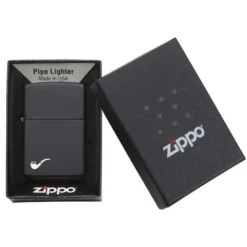 Zippo 218PL Black Matte Pipe Lighter With Pipe Logo - Refillable Windproof Lighter -Trail Camp Shop 218PL 1