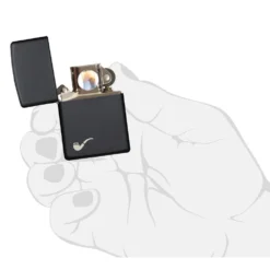 Zippo 218PL Black Matte Pipe Lighter With Pipe Logo - Refillable Windproof Lighter -Trail Camp Shop 218PL 3