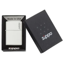 Zippo 214ZL White Matte With Zippo Logo - Refillable Windproof Lighter -Trail Camp Shop 88