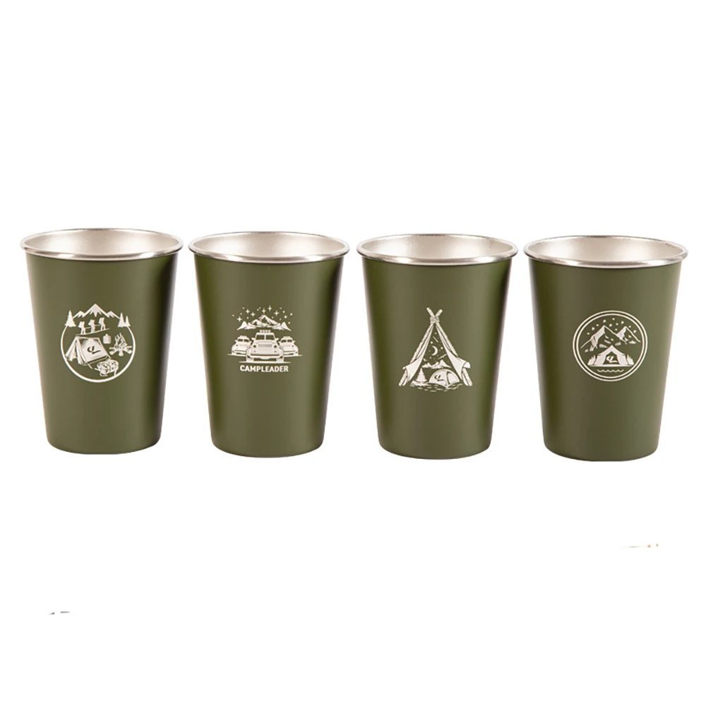 Camp Leader 4 Pcs Stainless Steel Cup - Green 1 Camp Leader 4 Pcs Stainless Steel Cup - Green