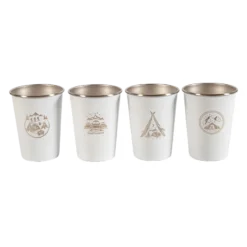 Camp Leader 4 Pcs Stainless Steel Cup - White
