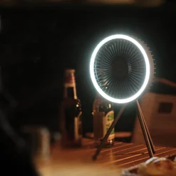 Tripod Fan With White Ring Light USB Rechargeable -Trail Camp Shop Edited 6
