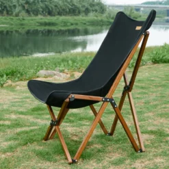 Hewolf Foldable Wooden Chair - Large 6 Hewolf Foldable Wooden Chair - Large -Trail Camp Shop HW J2058BIG BLK 03