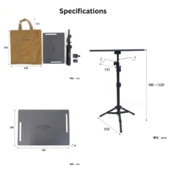 Post General Tri-pod Table & Hanger -Trail Camp Shop specifications