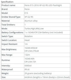 Fenix E15 LED Flashlight (2016 Edition) -Trail Camp Shop spo8 1